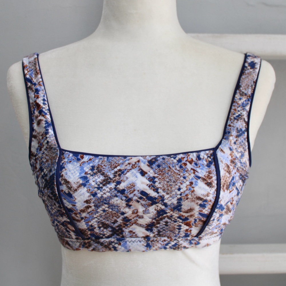 BECCA Blue Brown Snake-Print Bikini Top